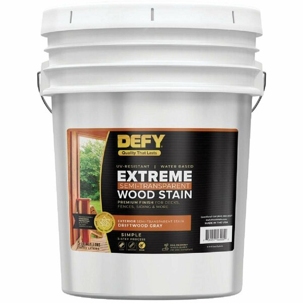 Defy Extreme Semi-Transparent Exterior Wood Stain, Driftwood Gray, 5 Gal. 300410